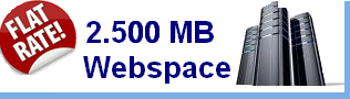 Webspace mit 2500 MB Speicherplatz und Traffic free Fair use. Webspace mit 2500 MB Speicherplatz und Traffic free Fair use.